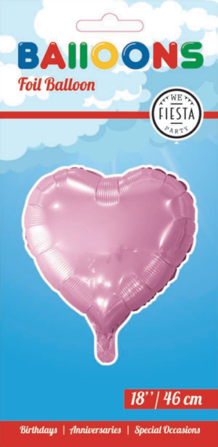 Folieballon hart - Licht roze - 46cm