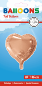 Folieballon hart - Rosé goud - 46cm