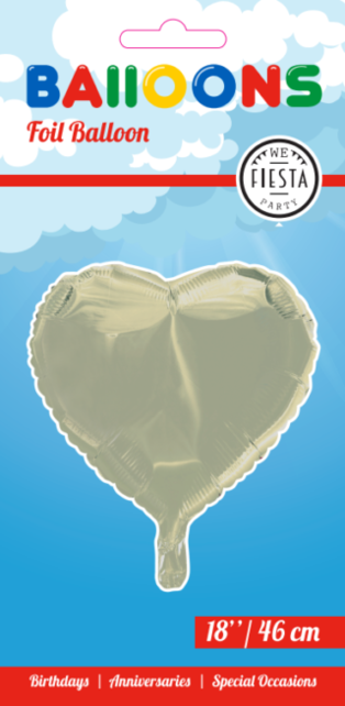 Folieballon hart - Ivoor - 46cm