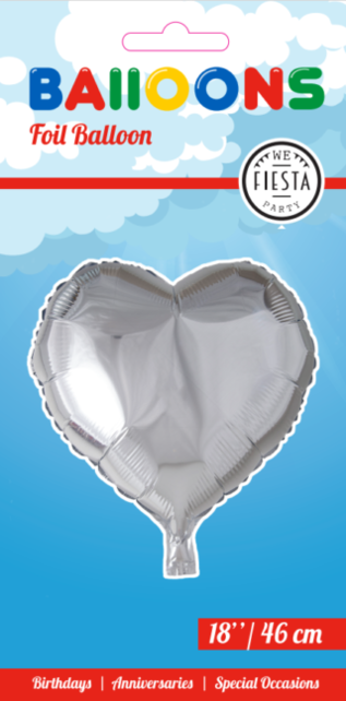 Folieballon hart - Zilver - 46cm Folieballon hart - Zilver - 46cm