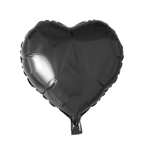 Folieballon hart - Zwart - 46cm