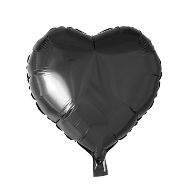 Folieballon hart - Zwart - 46cm Folieballon hart - Zwart - 46cm
