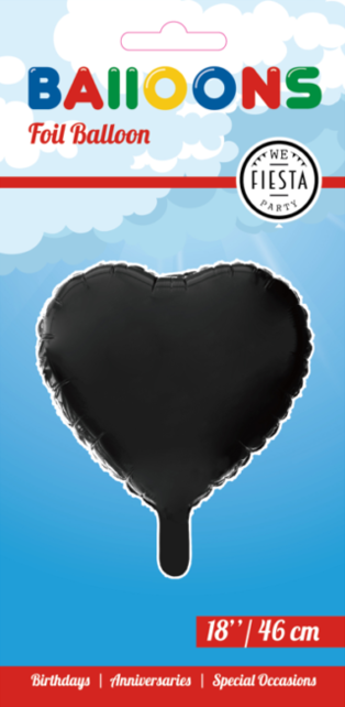 Folieballon hart - Zwart - 46cm Folieballon hart - Zwart - 46cm