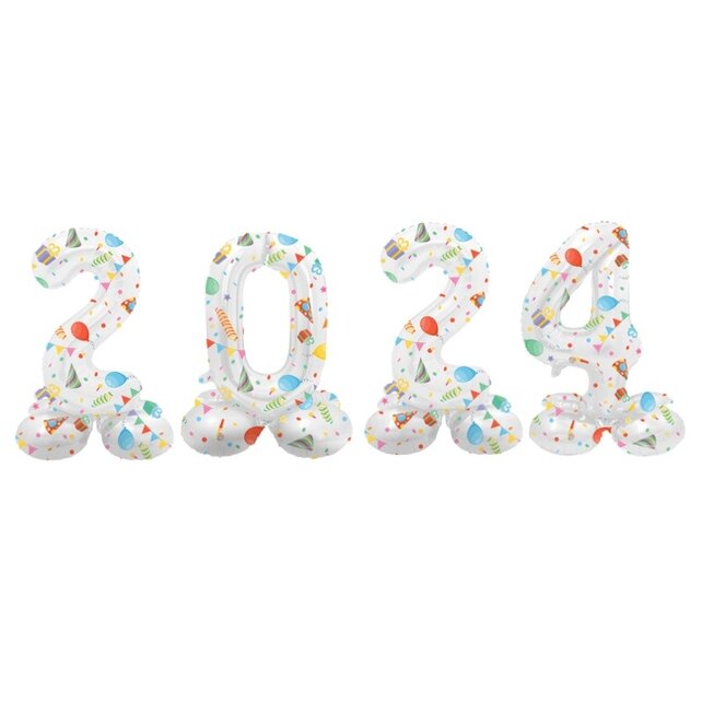 Folieballon staanders 2024 party 72cm | Oud & Nieuw Versiering | Nieuwjaar ballonnen