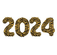 Folieballon 2024 tijger 86cm | Oud & Nieuw Versiering | Nieuwjaar ballonnen