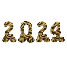 Folieballon staanders 2024 tijger 41cm | Oud & Nieuw Versiering | Nieuwjaar ballonnen