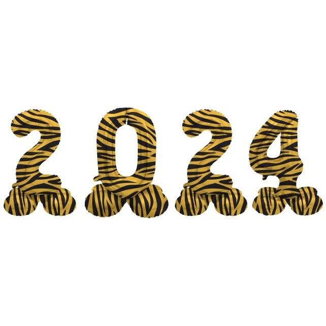 Folieballon staanders 2024 tijger 72cm | Oud & Nieuw Versiering | Nieuwjaar ballonnen