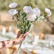 Ranonkels kunstbloemen wit Sage Wedding 3 stuks