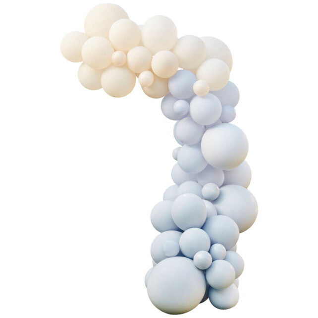Ballonnenboog blauw en creme 5m