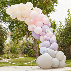 Ballonnenboog grijs, lila en roze 4m