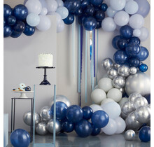 Ballonnenboog zilver en blauw XL 12m