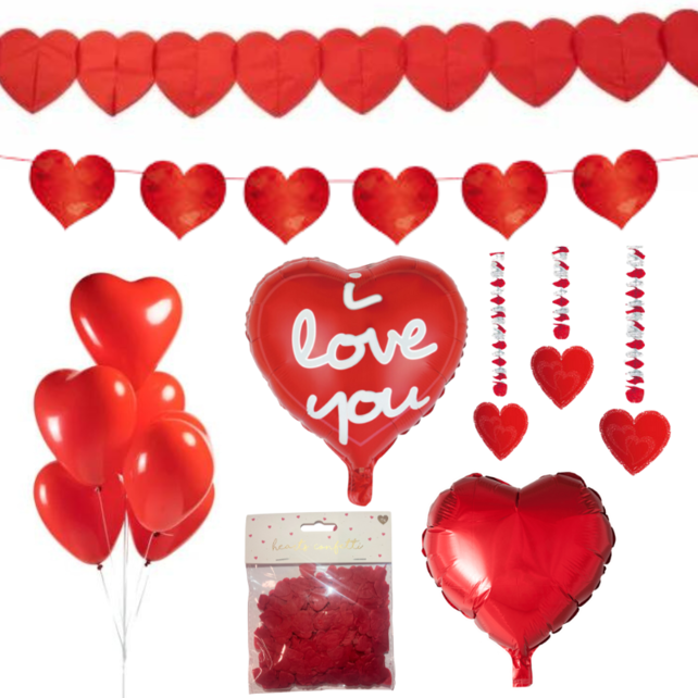 Versiering pakket Valentijnsdag Rood - 6.1 Versiering pakket Valentijnsdag Rood - 6.1