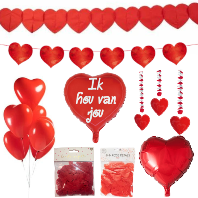 Versiering pakket Valentijnsdag Rood - 7.2 Versiering pakket Valentijnsdag Rood - 7.2