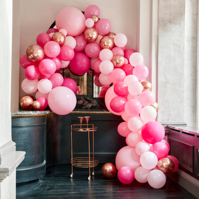 Ballonnenboog XL roze en rosé goud 12m