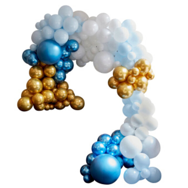 Ballonnenboog XL blauw & chrome goud 12m