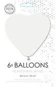 Ballonnen Hartvorm Wit - 6 stuks - 30cm