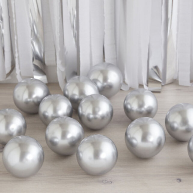Ballonnen chrome zilver 13cm 40 stuks