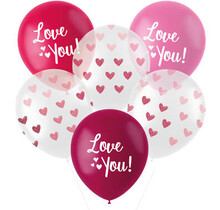 Ballonnen Mix Roze Love You - 6 stuks - 30cm