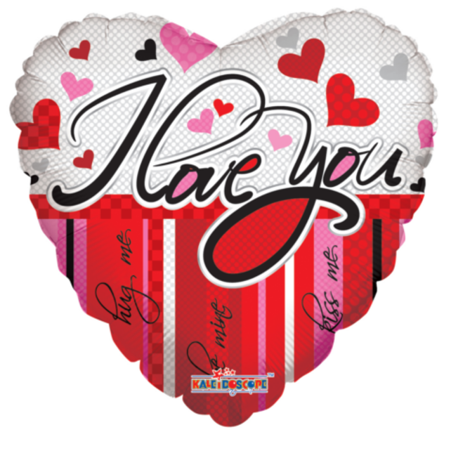 Folieballon hart i love you - Lijnen en hartjes - 46cm