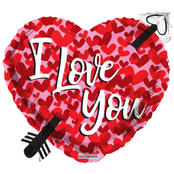 Folieballon hart I love you - Rood met pijl - 46cm