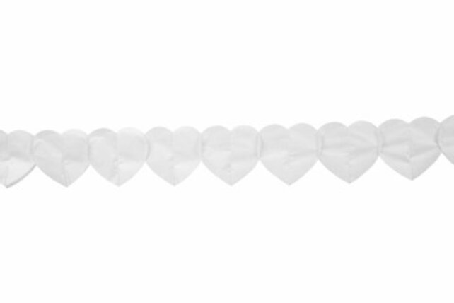 Papieren slinger Hartjes Wit - 6 meter