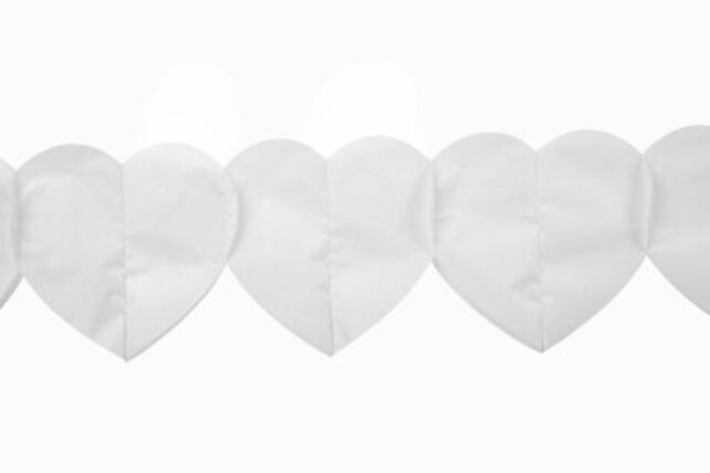 Papieren slinger Hartjes Wit - 6 meter