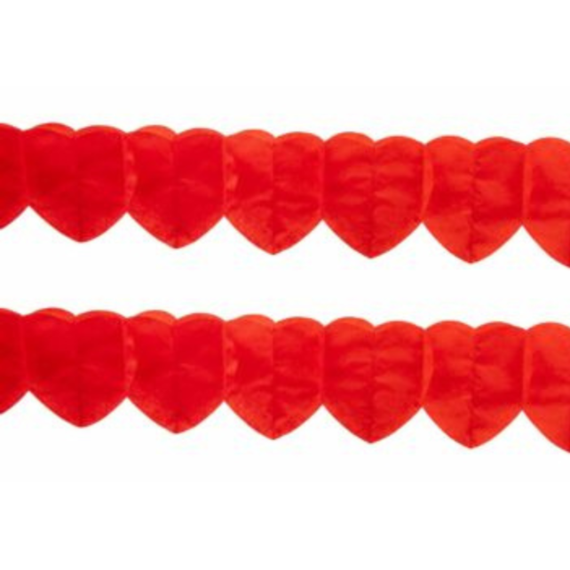 Papieren slinger Hartjes Rood - 2 stuks - 2,5 meter