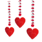 Hangdecoratie Hartjes Rood - 3 stuks