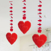 Hangdecoratie Hartjes Rood - 3 stuks
