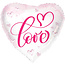 Folat Folieballon hart love - Wit met Roze - 45cm