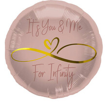 Folieballon rond infinity love - Roze - 45cm