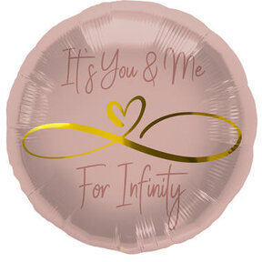 Folieballon rond infinity love - Roze - 45cm