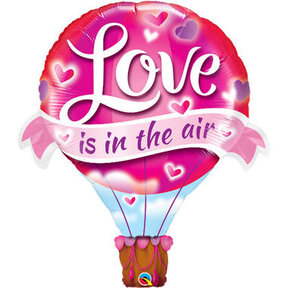 Folieballon luchtballon love is in the air - Roze - 107cm