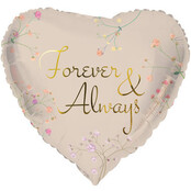 Folieballon hart forever & always - Beige - 45cm