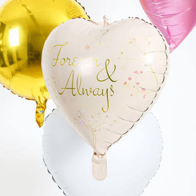 Folieballon hart forever & always - Beige - 45cm