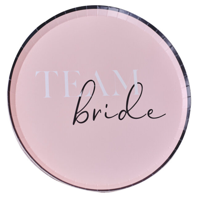 Papieren borden Team Bride roze 25cm 8 stuks