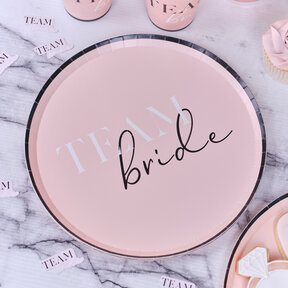 Papieren borden Team Bride roze 25cm 8 stuks