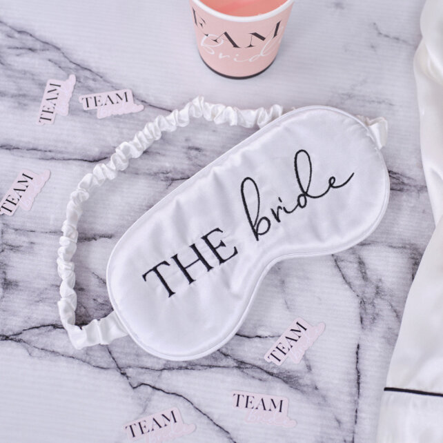 Slaapmasker Team Bride wit 10x20cm