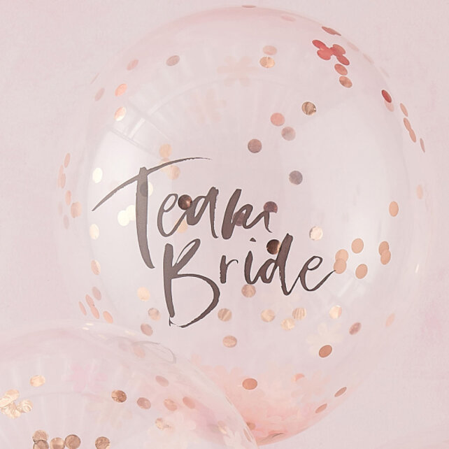 Confetti ballonnen Team Bride 5 stuks 30cm