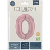 Folieballon Cijfer 0 Pastel Roze Metallic Mat - 86 cm