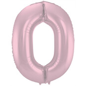 Folieballon Cijfer 0 Pastel Roze Metallic Mat - 86 cm