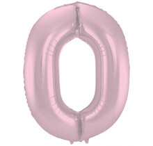 Folieballon Cijfer 0 Pastel Roze Metallic Mat - 86 cm