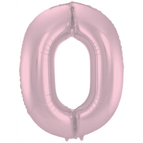 Folieballon Cijfer 0 Pastel Roze Metallic Mat - 86 cm