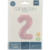 Folieballon Cijfer 2 Pastel Roze Metallic Mat - 86 cm