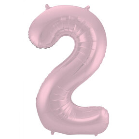 Folieballon Cijfer 2 Pastel Roze Metallic Mat - 86 cm