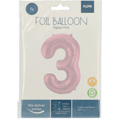 Folieballon Cijfer 3 Pastel Roze Metallic Mat - 86 cm