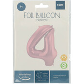 Folieballon Cijfer 4 Pastel Roze Metallic Mat - 86 cm