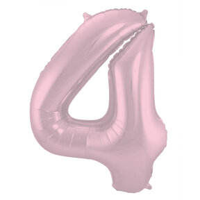 Folieballon Cijfer 4 Pastel Roze Metallic Mat - 86 cm