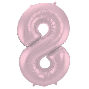 Folieballon Cijfer 8 Pastel Roze Metallic Mat - 86 cm