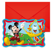 Mickey Mouse papieren uitnodigingen met envelop Rock the House 6 stuks